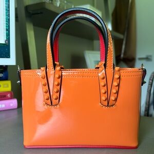 Christian Louboutin Nano Orange Patent Cabata Handbag